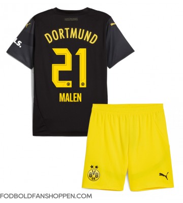 Borussia Dortmund Donyell Malen #21 Udebanetrøje Børn 2024-25 Kortærmet (+ Korte bukser)